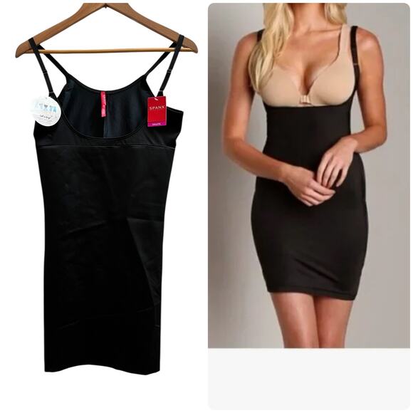 Spanx New Smart Grip Open Bust Full Slip Black Size XL Style 10178 Shapewear - Picture 1 of 12